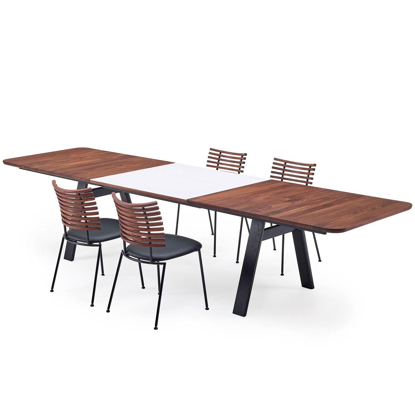 Chess Extending Table GM3400 | Walnut Top White Corian Leaf