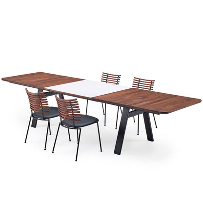 Chess Extending Table GM3400 | Walnut Top White Corian Leaf