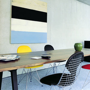DKR-2 Eames Wire Chair | Black Leather Seat and Backrest Pad