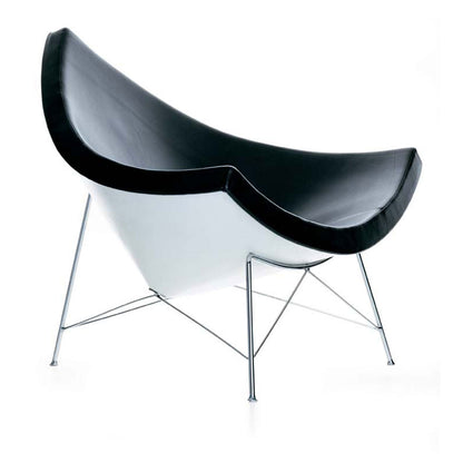 Coconut Chair | White Shell with Black Leather Seat