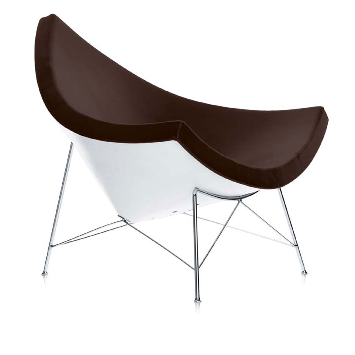Coconut Chair | White Shell with Chocolate Leather Seat