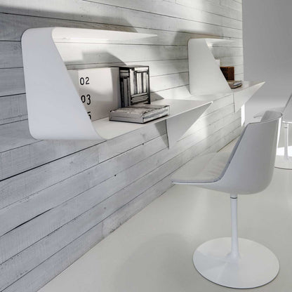 Mamba Desk Shelf | Matt White Cristalplant with LED Lamp