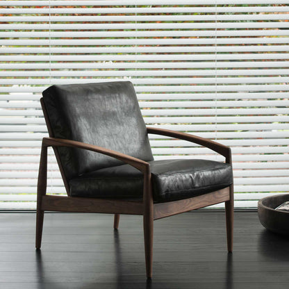 Paperknife Lounge Chair | Black Aniline Leather L2YA