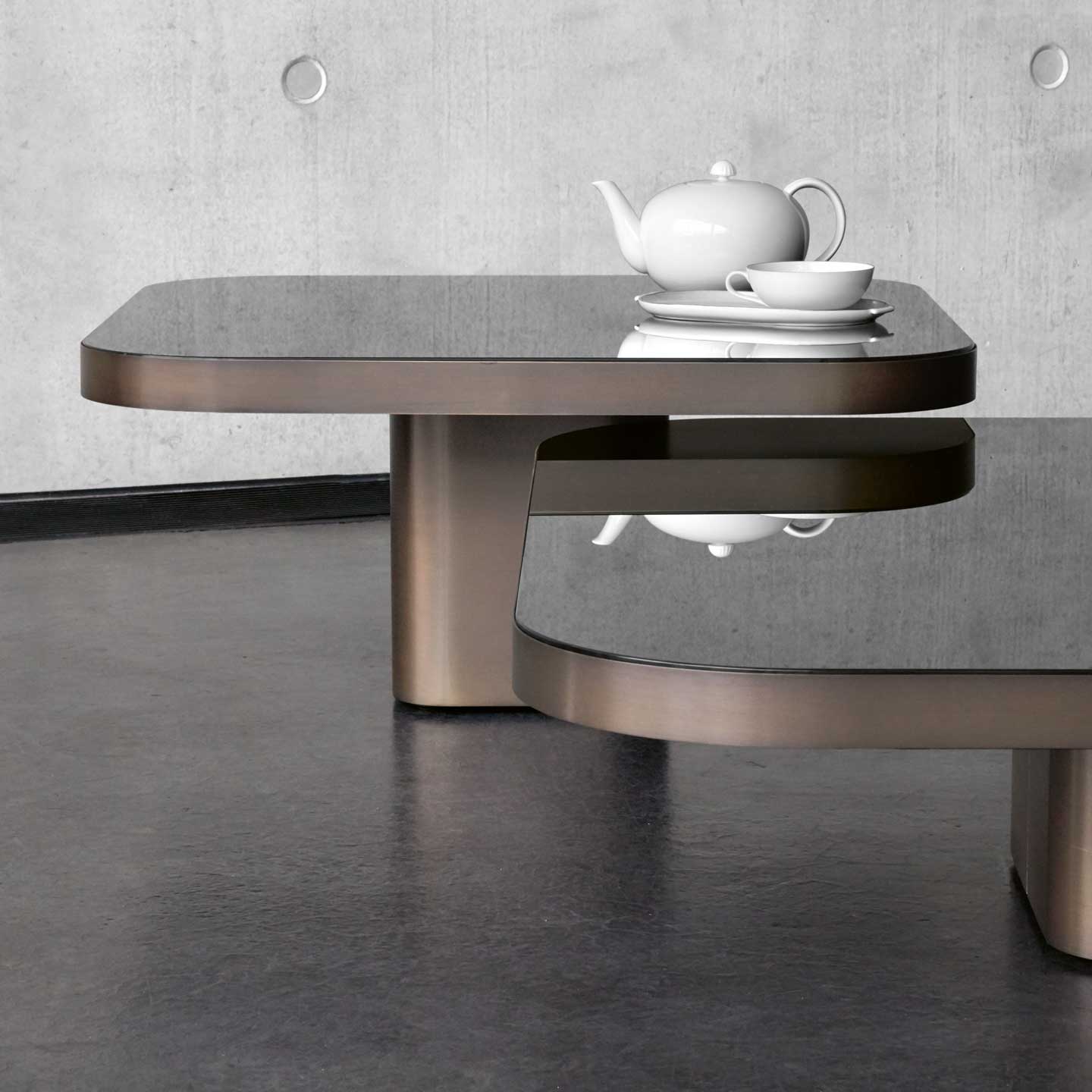 Bow Coffee Table No 3 | Black Crystal Glass Top