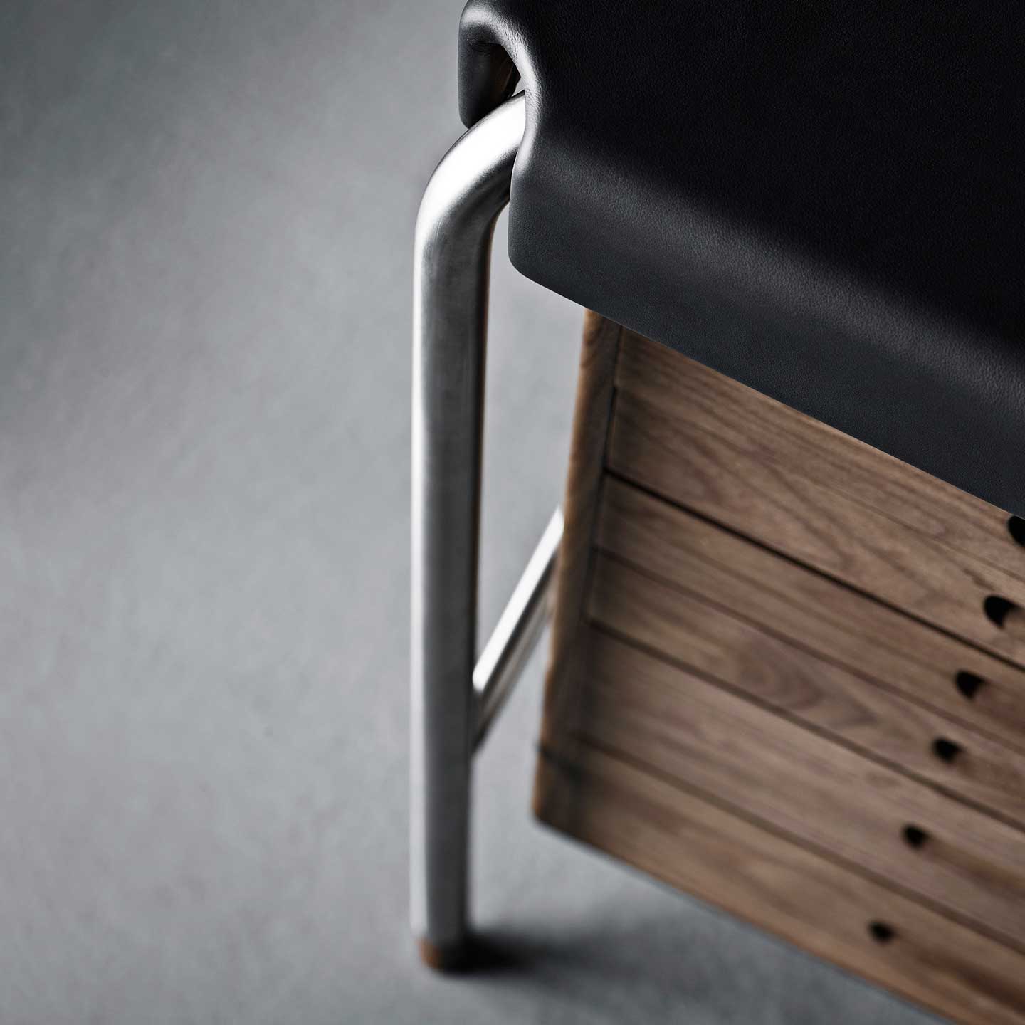 AJ52 Society Desk 160cm | Black Leather Top with Oiled Walnut Drawers