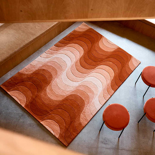 Wave Rug | Orange Hand-Tufted Wool