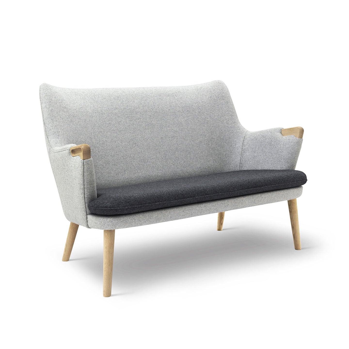 CH72 2 Seat Sofa | Charcoal 180 Seat Pale Grey 120 Shell Divina Mel