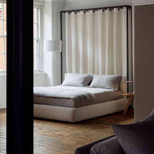 Merkurio Bed 180cm with Storage | Everest 791 Off White Fabric