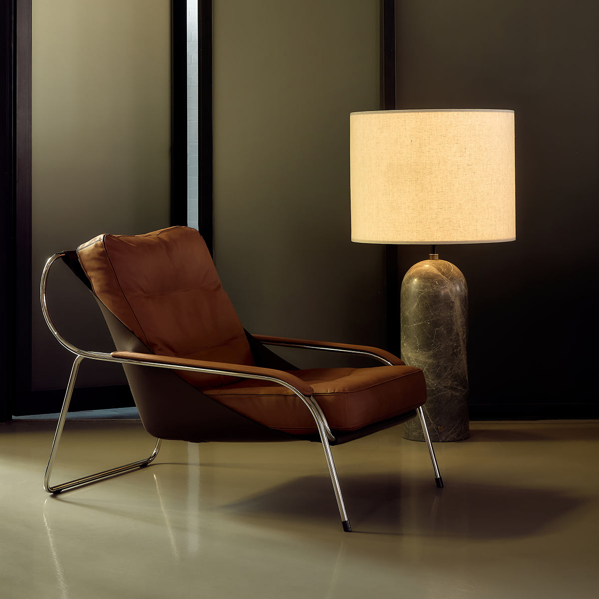 Gravity Table Lamp Large | Grey Emperador Marble