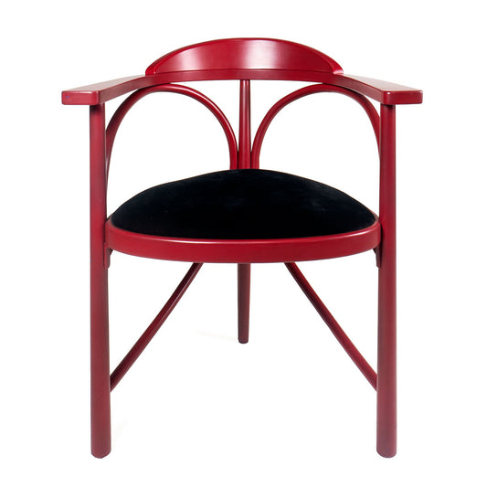Michael Thonet 225P Chair 1984 | Dark red frame black velvet seat