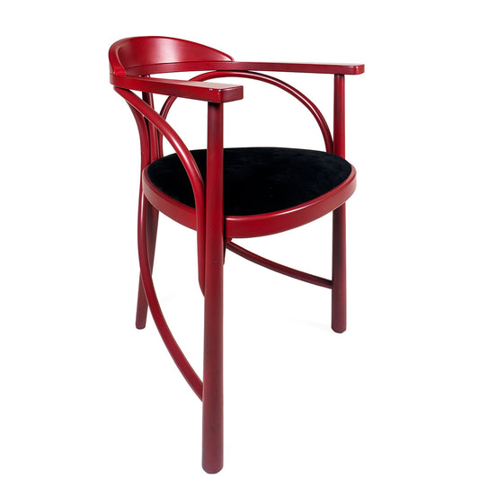Michael Thonet 225P Chair 1984 | Dark red frame black velvet seat