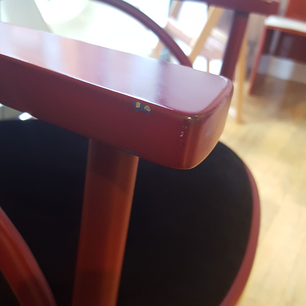 Michael Thonet 225P Chair 1984 | Dark red frame black velvet seat