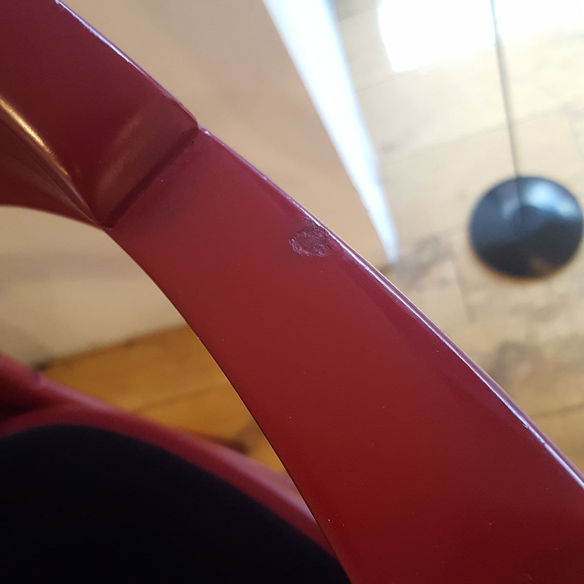 Michael Thonet 225P Chair 1984 | Dark red frame black velvet seat