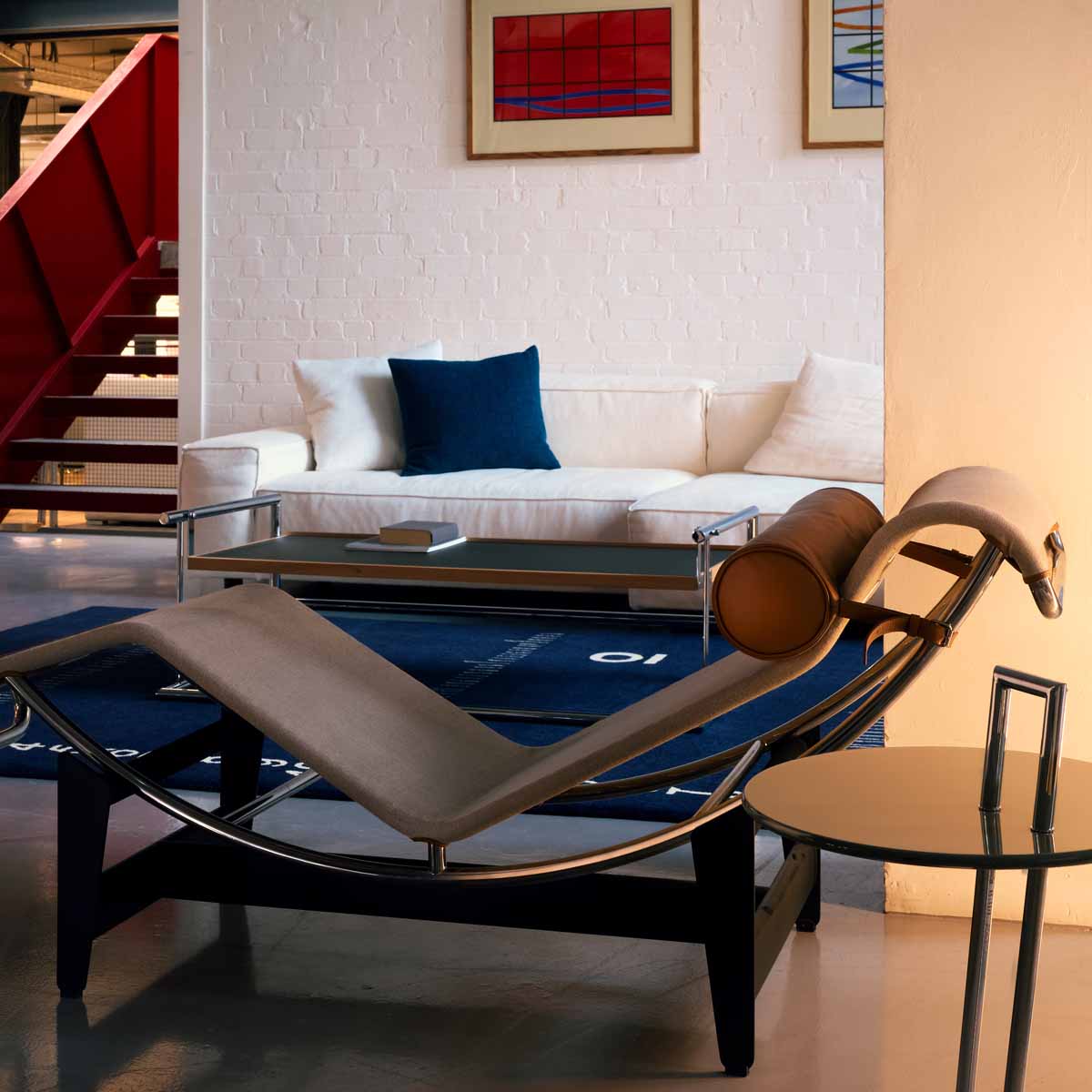4 Chaise Longue | Ecru Canvas with Tobacco Leather Head and Foot