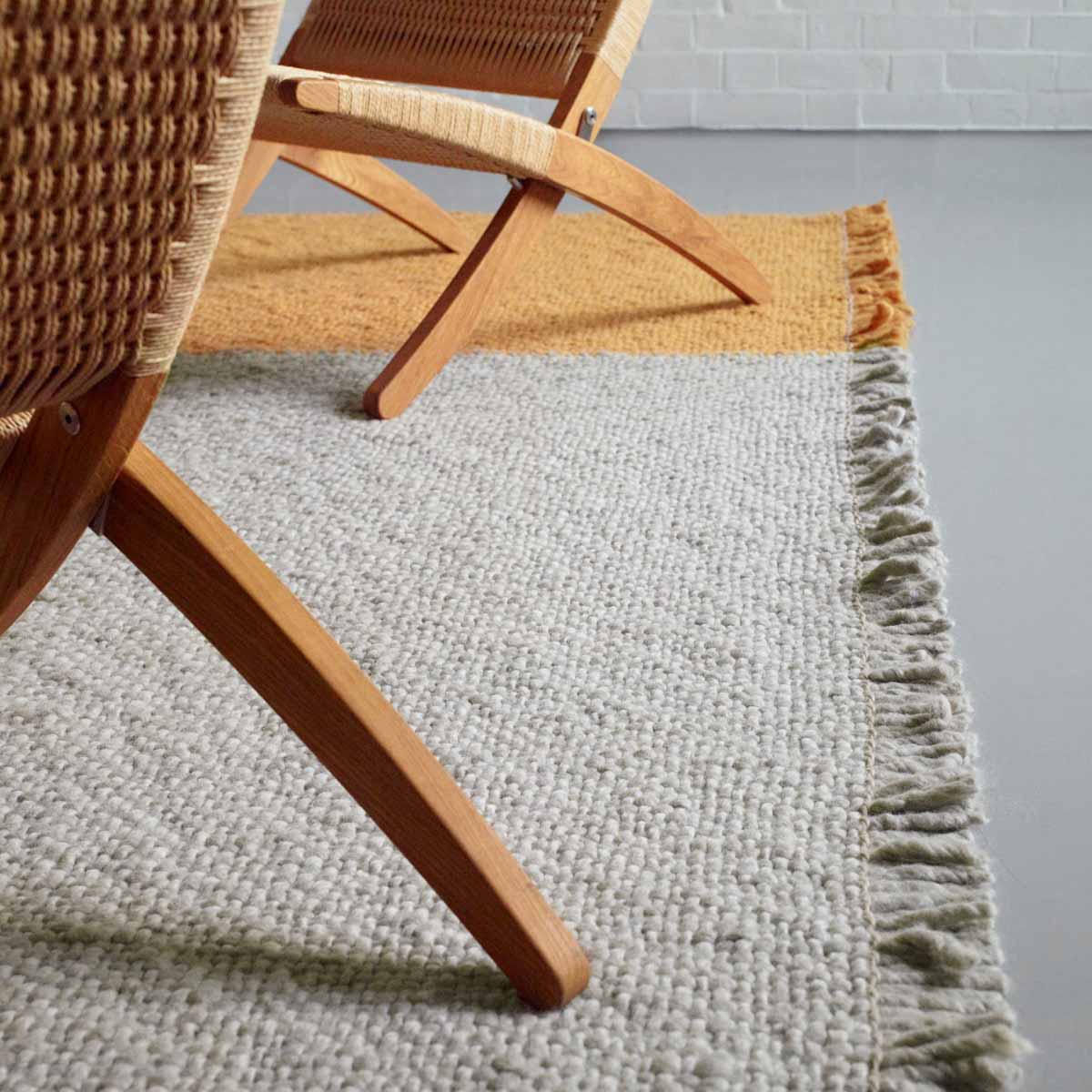 Bold Handwoven Rug 400cm | Grey Orange 100% Pure New Zealand Wool 0242