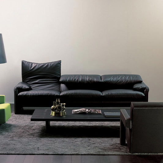 Maralunga Sofa (2380mm) | Pelle Scozia 13X606 Black Leather