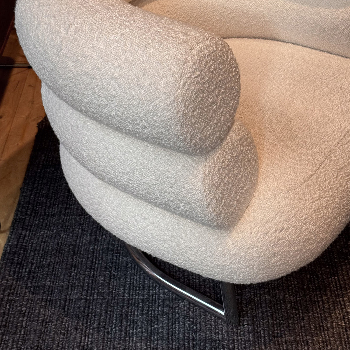 Ex Display Eileen Gray Bibendum Chair | Ivory 001 Karakorum Fabric and Chrome Frame