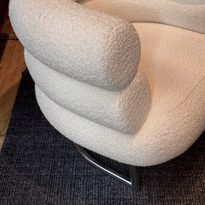 Ex Display Eileen Gray Bibendum Chair | Ivory 001 Karakorum Fabric and Chrome Frame