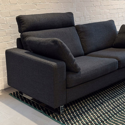 Ex Display Conseta Sofa with Headrest and Cushions | Anthracite Fabric Upholstery
