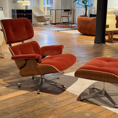 Ex Display Eames Lounge Set Large Cherry | Brandy Calma Velvet Cherry Shell