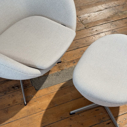 Ex Display Egg Chair and Footstool | Powder 103 Hallingdal Upholstery and Satin Aluminium Base