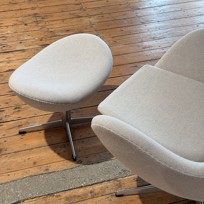 Ex Display Egg Chair and Footstool | Powder 103 Hallingdal Upholstery and Satin Aluminium Base