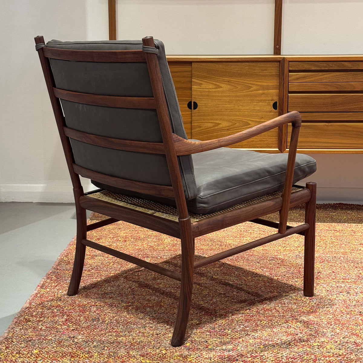 Ex Display OW149 Colonial Chair | Raku Terra Leather and Oiled Walnut Frame