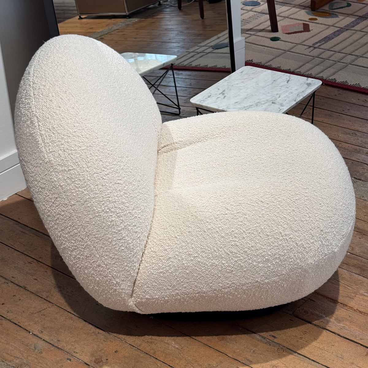 Ex Display Pacha Chair Swivel Base | Ivory 001 Karakorum Fabric and Black Semi Matt Swivel Base