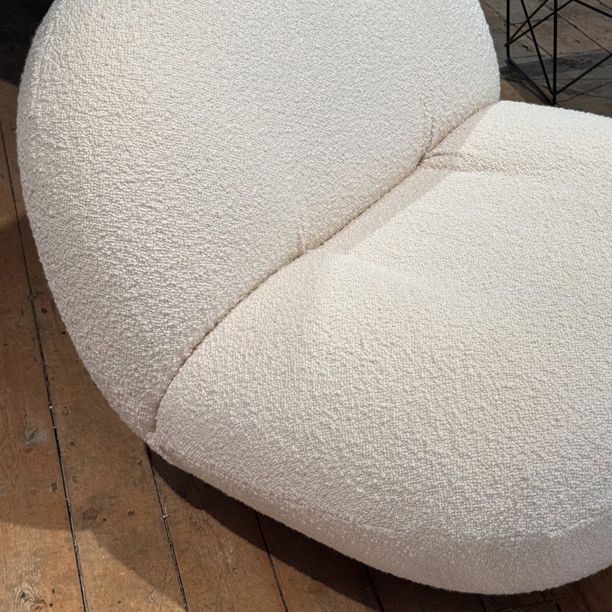 Ex Display Pacha Chair Swivel Base | Ivory 001 Karakorum Fabric and Black Semi Matt Swivel Base