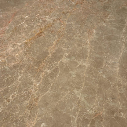 Ex Display Saarinen Oval Dining Table 244cm | Light Brown Emperador Marble Top and White Base