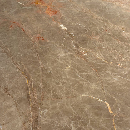 Ex Display Saarinen Oval Dining Table 244cm | Light Brown Emperador Marble Top and White Base