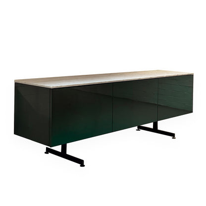 Ex Display Modern Sideboard 180cm | English Green Body and Glossy Carrara Marble Top