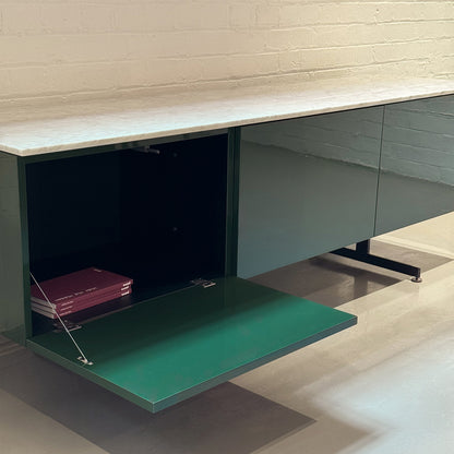 Ex Display Modern Sideboard 180cm | English Green Body and Glossy Carrara Marble Top