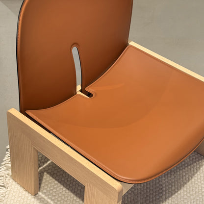 Ex Display Scarpa 925 Lounge Chair | Cognac Saddle Leather Upholstery and Natural Ashwood Frame