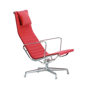 Aluminium Group EA 124 Chair | Red and Poppy Red Hopsak Fabric Seat