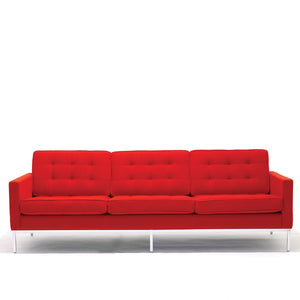 Florence Knoll 2 Seat Sofa | Red Rivington Fabric Upholstery