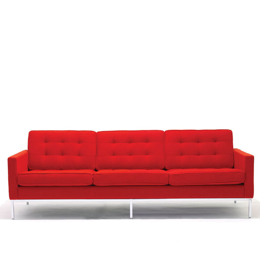 Florence Knoll 2 Seat Sofa | Red Rivington Fabric Upholstery