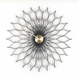 Sunflower Wall Clock | Black Ash and Brass