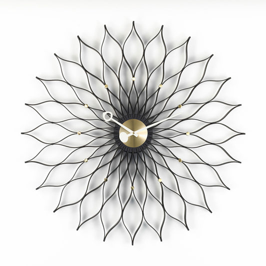 Sunflower Wall Clock | Black Ash and Brass