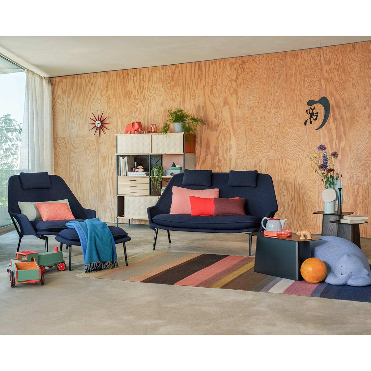 Slow Sofa | Dark Blue Flocca Fabric Upholstery