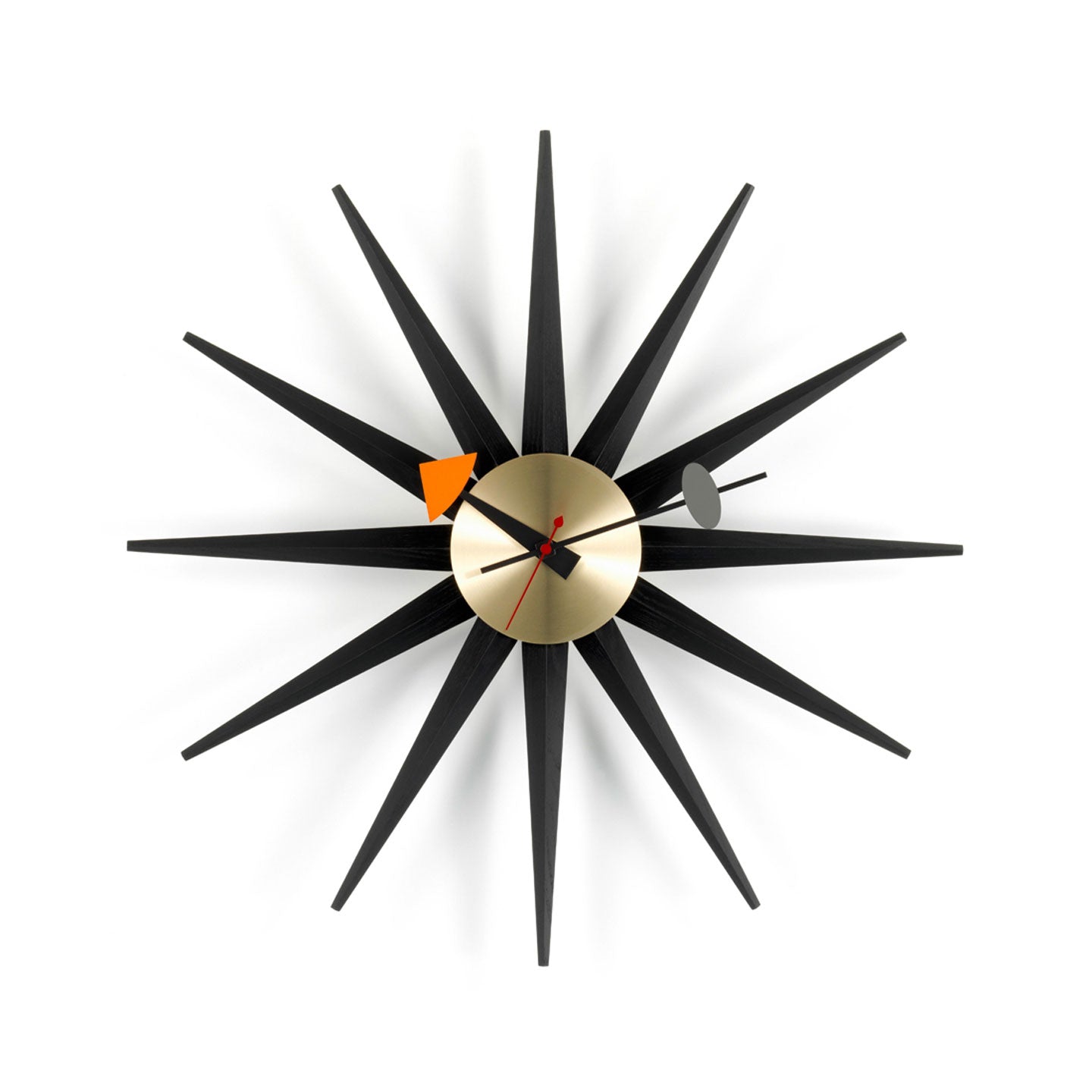 Sunburst Wall Clock | Black Ash and Brass