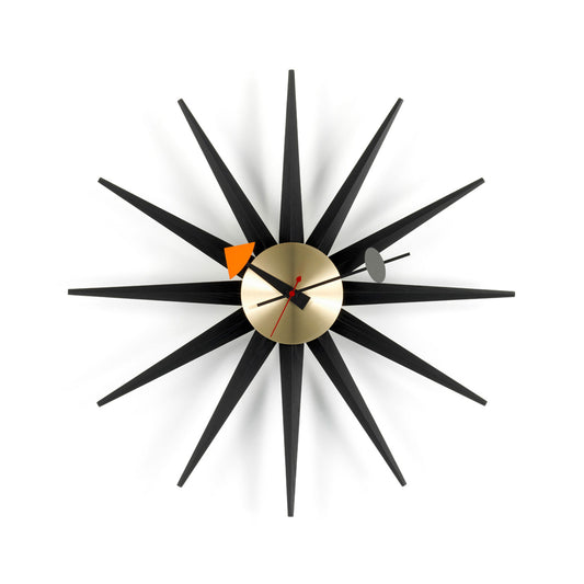 Sunburst Wall Clock | Black Ash and Brass
