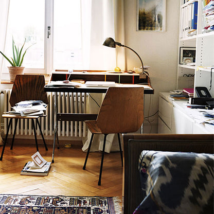 Home Desk | White Laminate with Walnut Detail