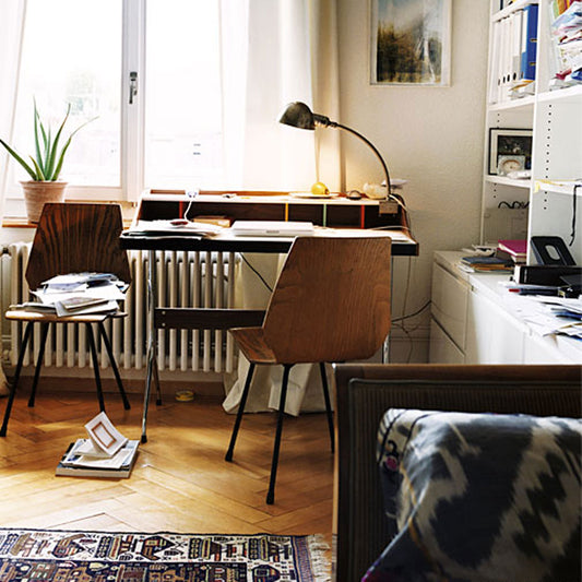 Home Desk | White Laminate with Walnut Detail