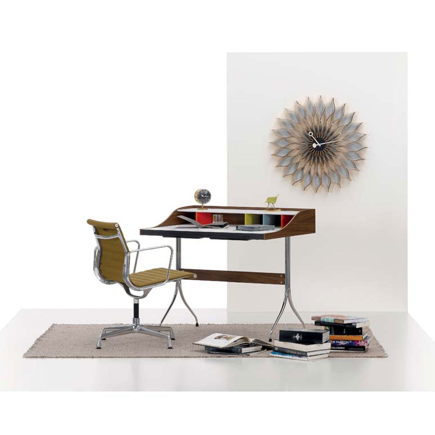 Home Desk | White Laminate with Walnut Detail
