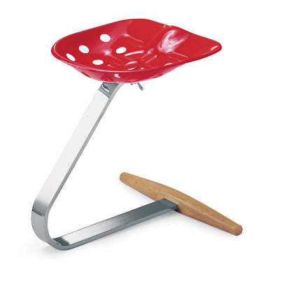 Mezzadro Stool | Red Enamelled Seat