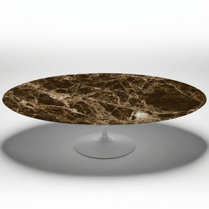 Saarinen Oval Dining Table | Brown Emperador Marble Top - Generated