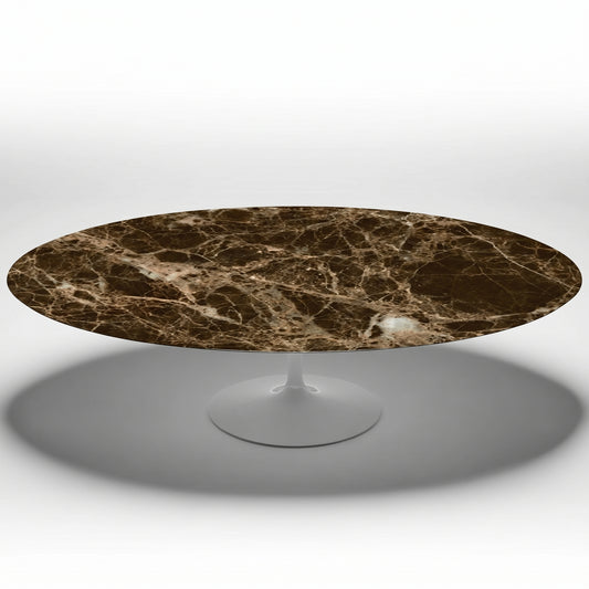 Saarinen Oval Dining Table | Brown Emperador Marble Top - Generated
