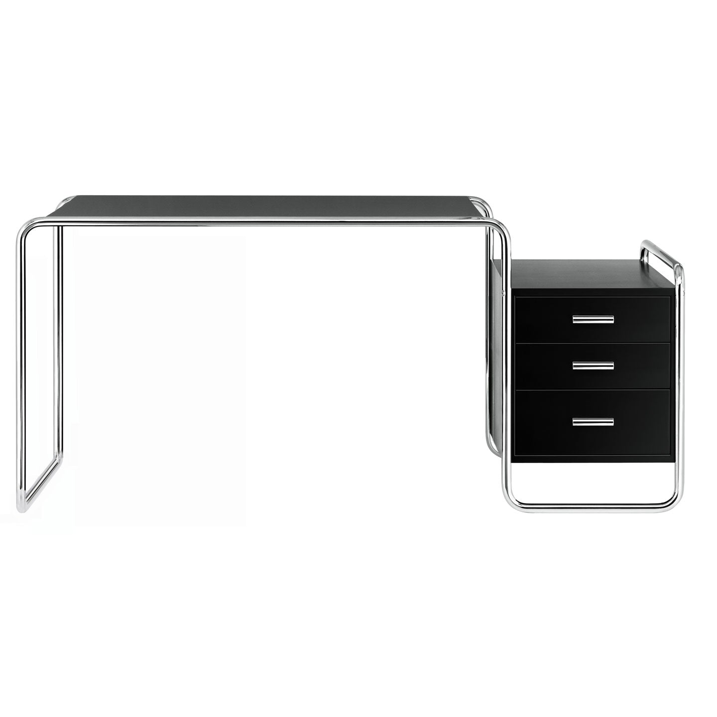 S285/1 Desk | Plain Black Lacquer on Chrome Frame