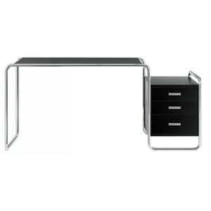 S285/1 Desk | Plain Black Lacquer on Chrome Frame